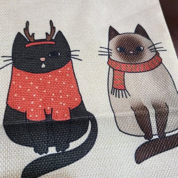 Cat Christmas Pillow Cover Decorative Throw Case Sofa Couch Holiday Accent Decor - Picture 6 of 9